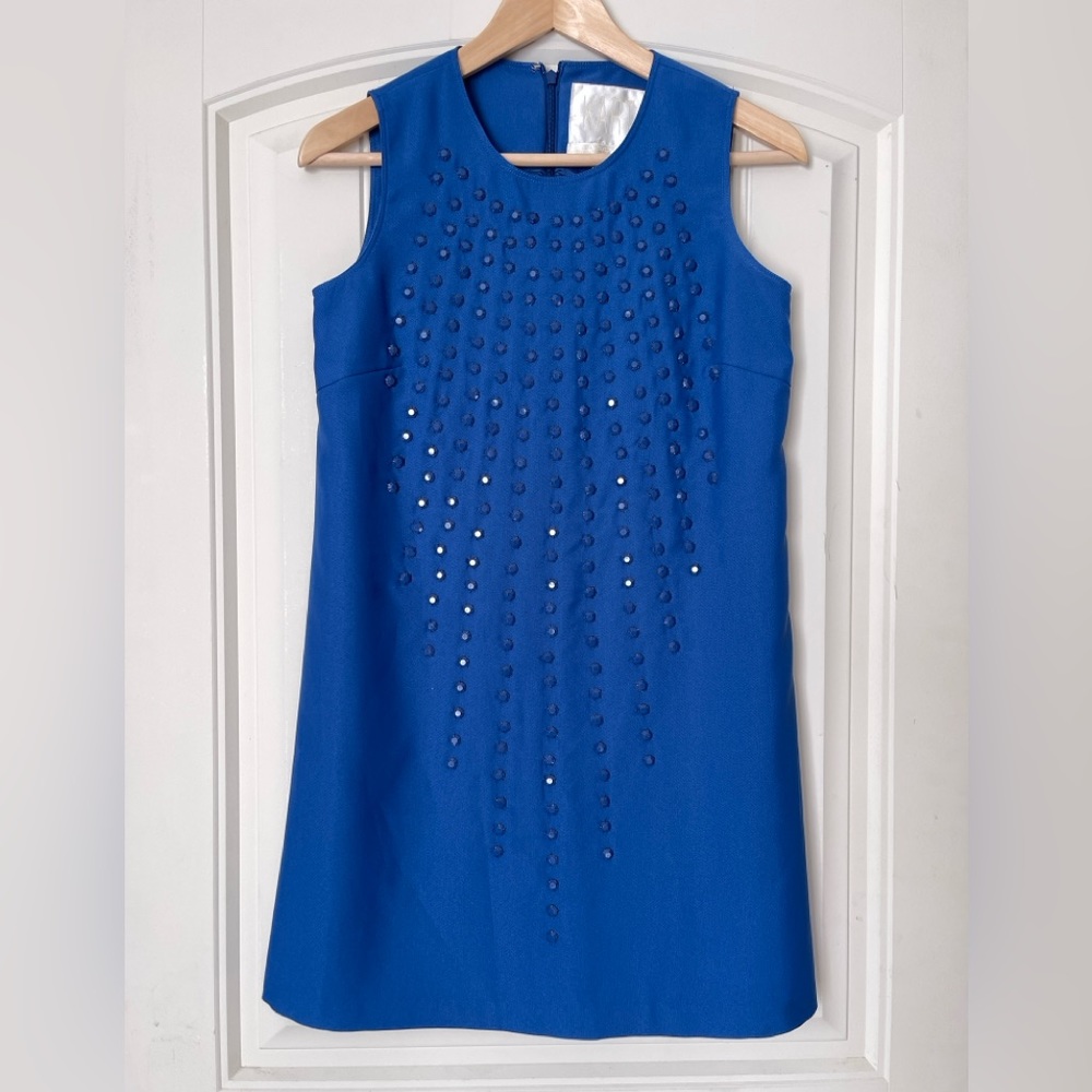 Anthropologie Karta Royal Blue Sleeveless Cocktail Shift Dress sz small